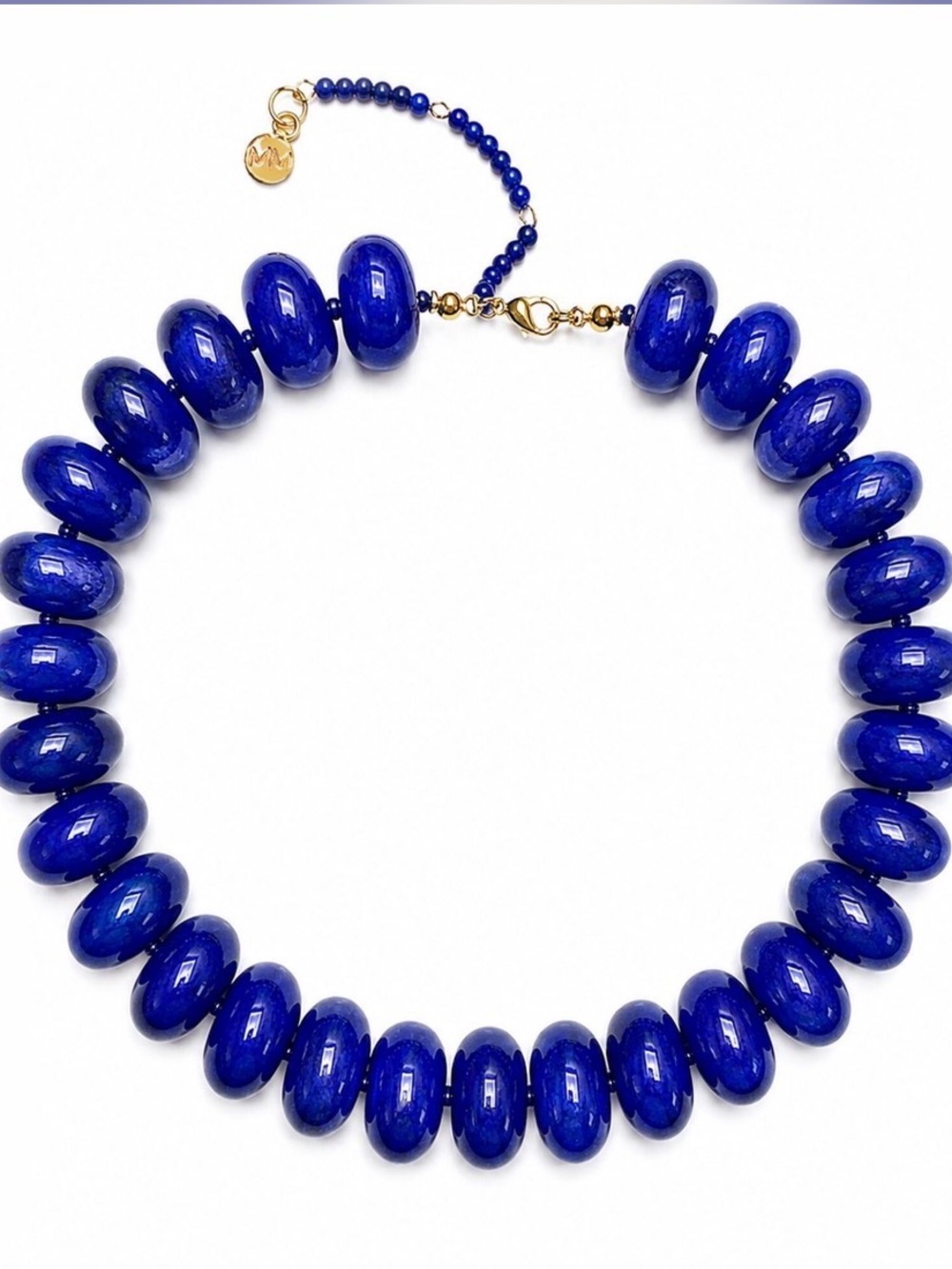 Lapis Lazuli Oval Pebble Bead Choker Necklace with extender